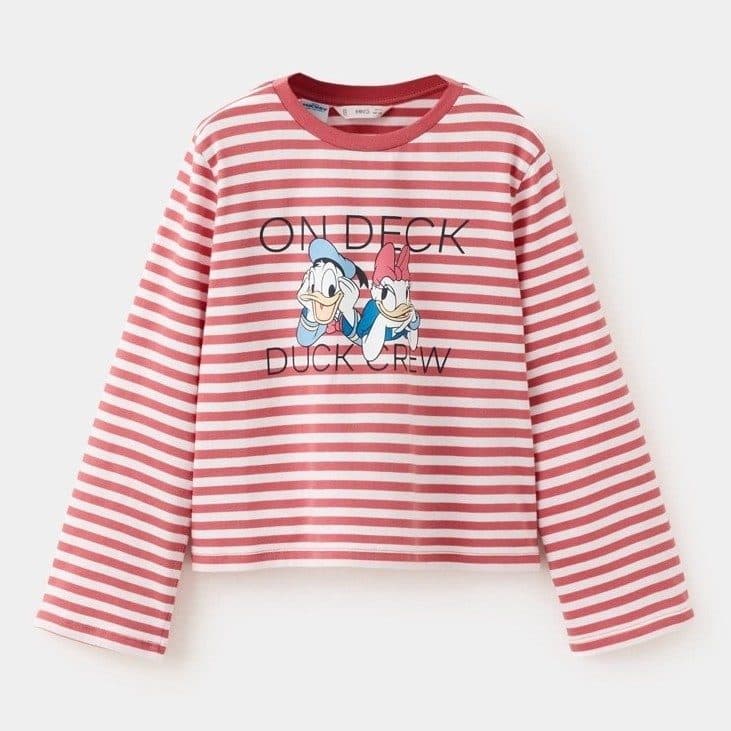 MANGO SALE, Daisy Ducks Stripe Pink Longsleeve Tshirt — gambar 3